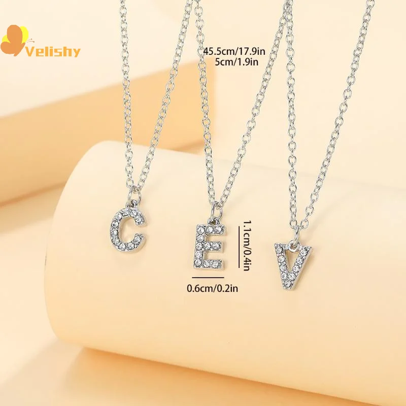 Fashion Shining A-Z Letter Pendant Charm Necklace 26 Initial Alphabet Name Clavicle Chain Party Valentine's Day Jewelry Gift