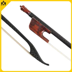 Advanced Baroque Style 4/4 Violin Fiddle Bow Carbon Fiber Round Stick Snakewood Frog White Horsehair Well Balanced