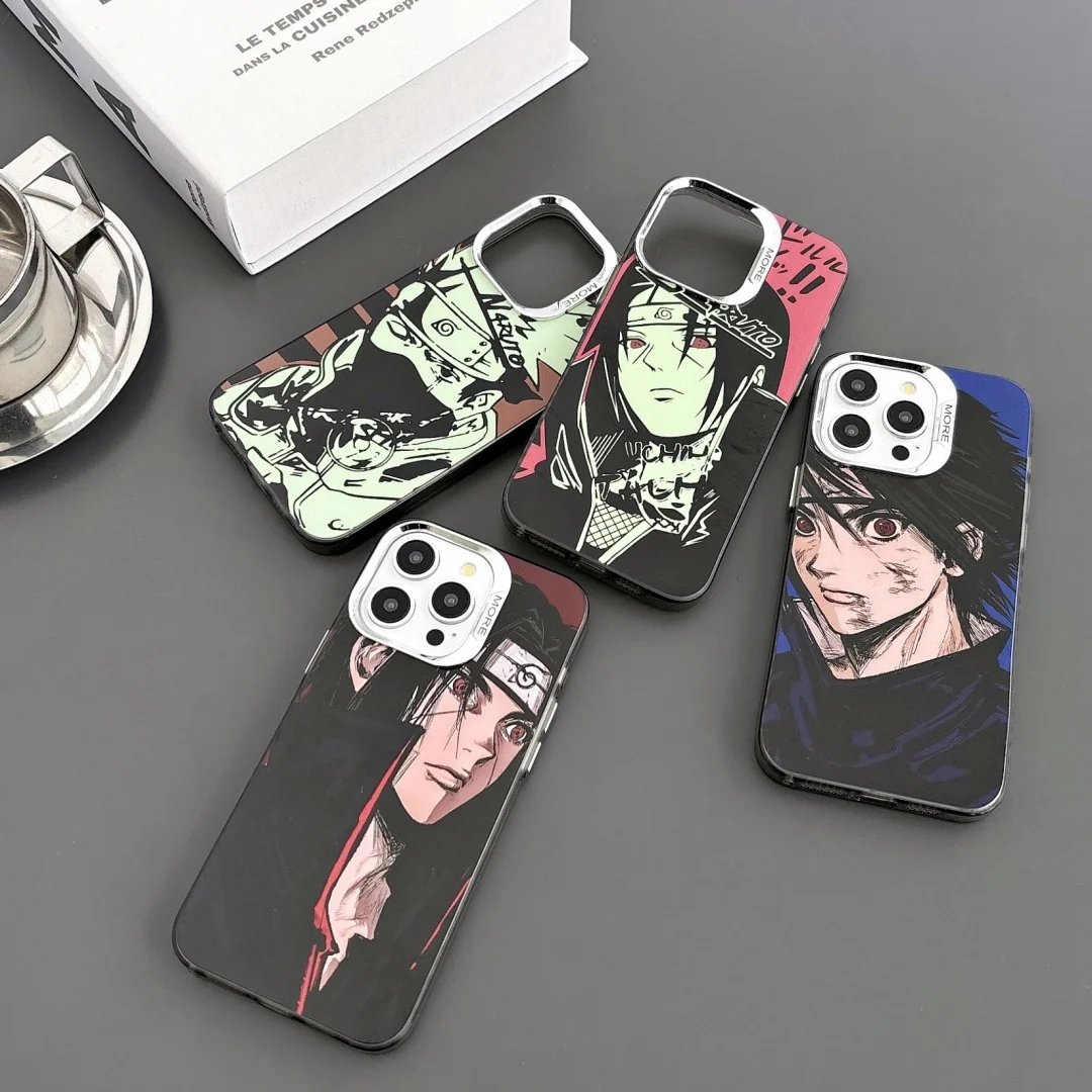 Naruto Battle Damage Phone Case for Apple iPhone 16 15 14 13 12 11 17 Pro Max Plus Air Itachi Sasuke Kakashi Cartoon Cover