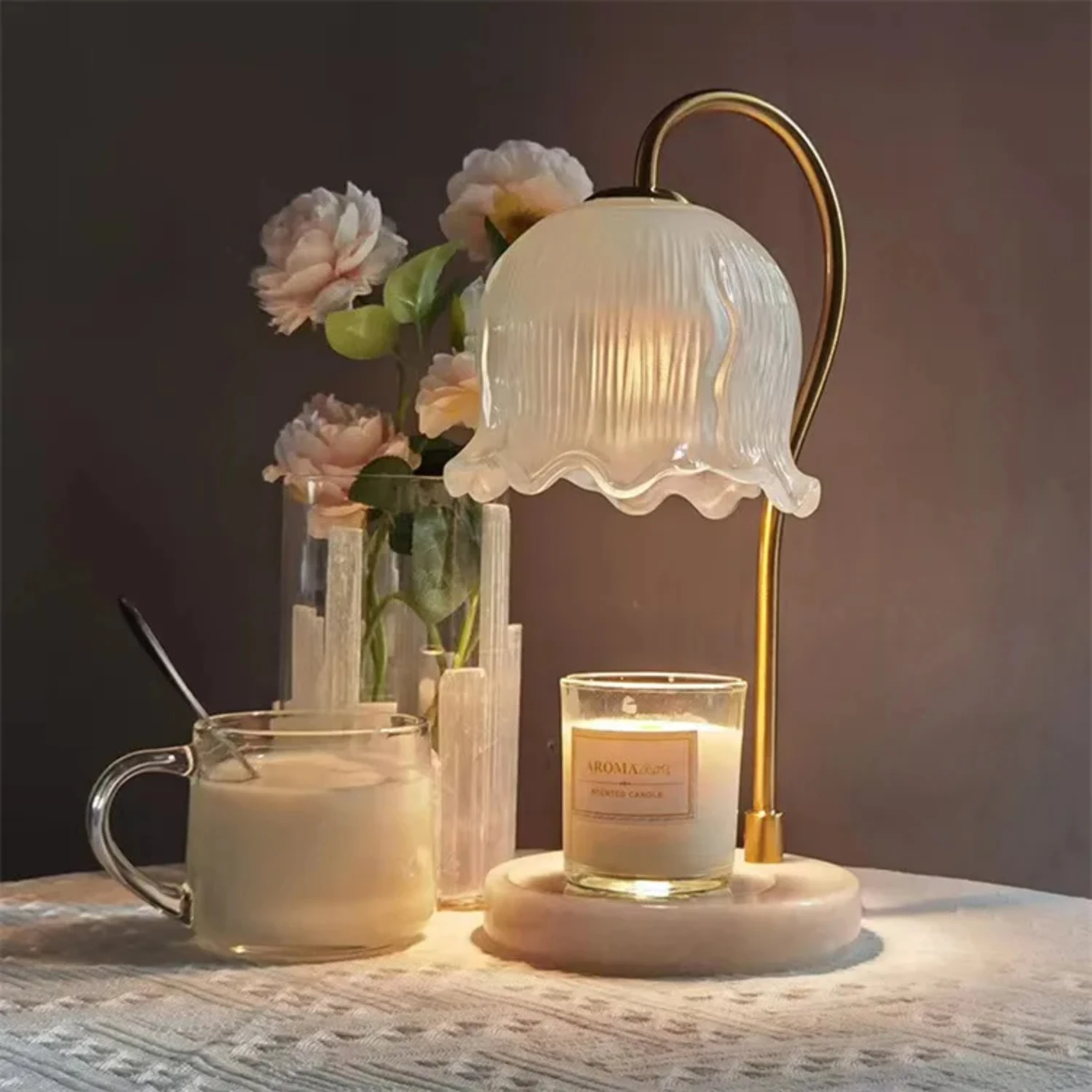 Nieuwe Nordic Kaars Warmer Lamp Licht Luxe Smeltende Kaars Lamp Slaapkamer Ins Stijl Meisje Bedlampje Romantische Diffuser Lampen