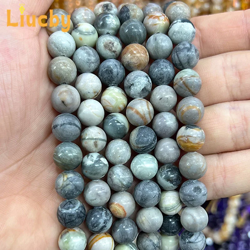 Naturstein Gelb Picasso Jaspis HandmadeBeads Für Schmuck Machen DIY Zubehör Charm Armband 15" Großhandel 4/6/8/10/12mm – Detail 3