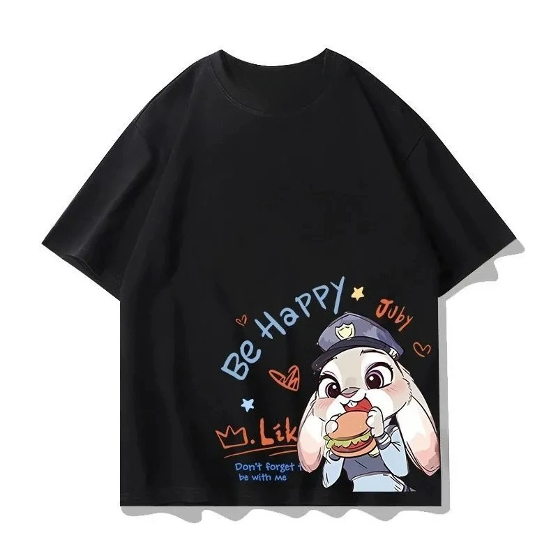 

2025 Newest Hooded T-Shirt, Zootopia 2 Cartoon Print on 100% Cotton, Trendy Graphic Tee for Daily Fashion, S-5XL