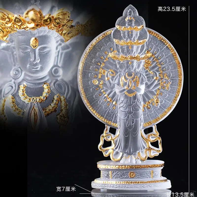 Thousand Hands Guanyin Glazed Buddha Statue Ornament Home Living Room Buddhist Hall Temple Worship