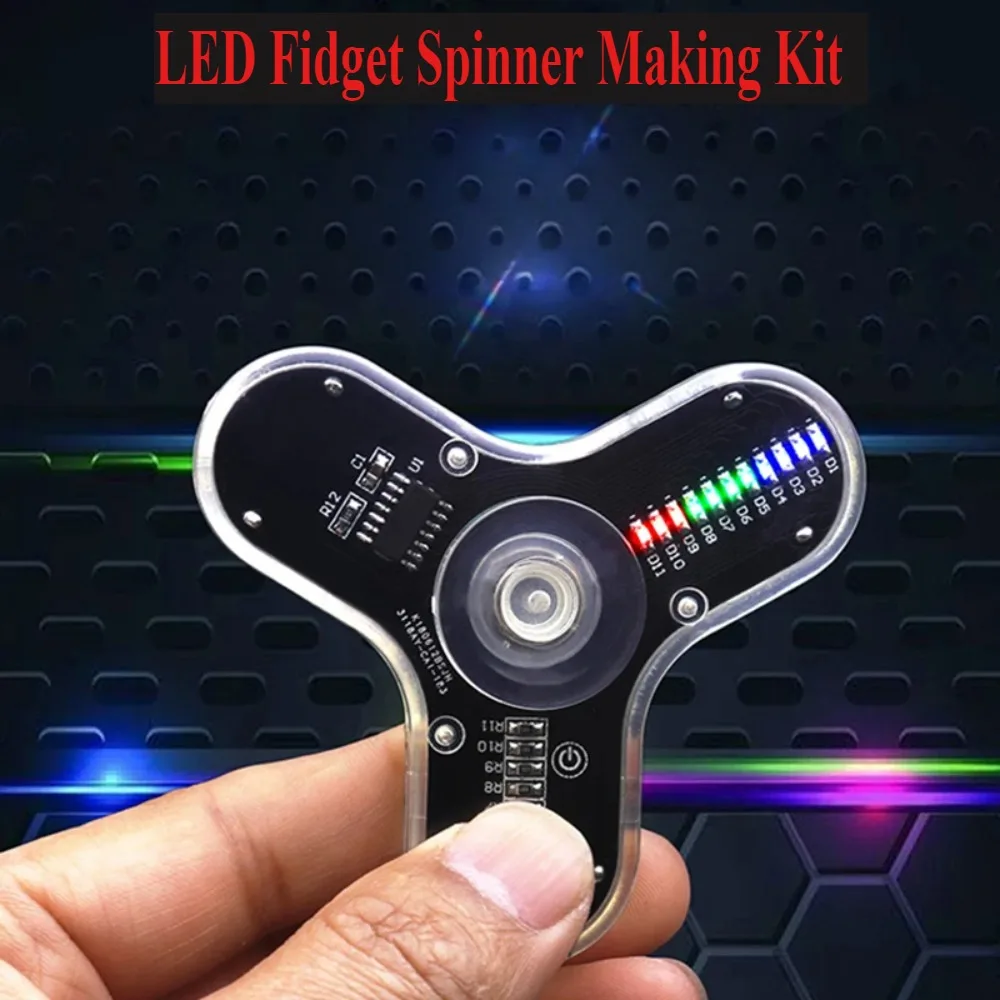 Kit DIY Light Up Fidget Spinner - Brinquedo brilhante LED arco-íris, fácil construção de STEM para crianças e adultos