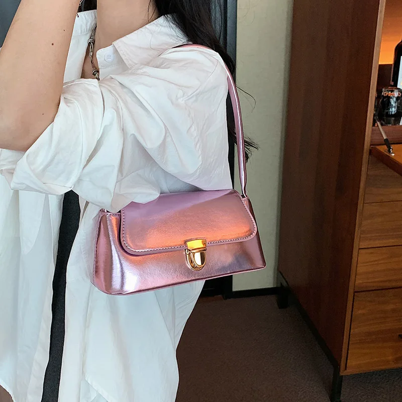 Fashion Women\'s Handbags PU Leather Armpit Bag Luxury Women Underarm Shoulder Bag Solid Color Hasp Female Party Clutch Tote Bag