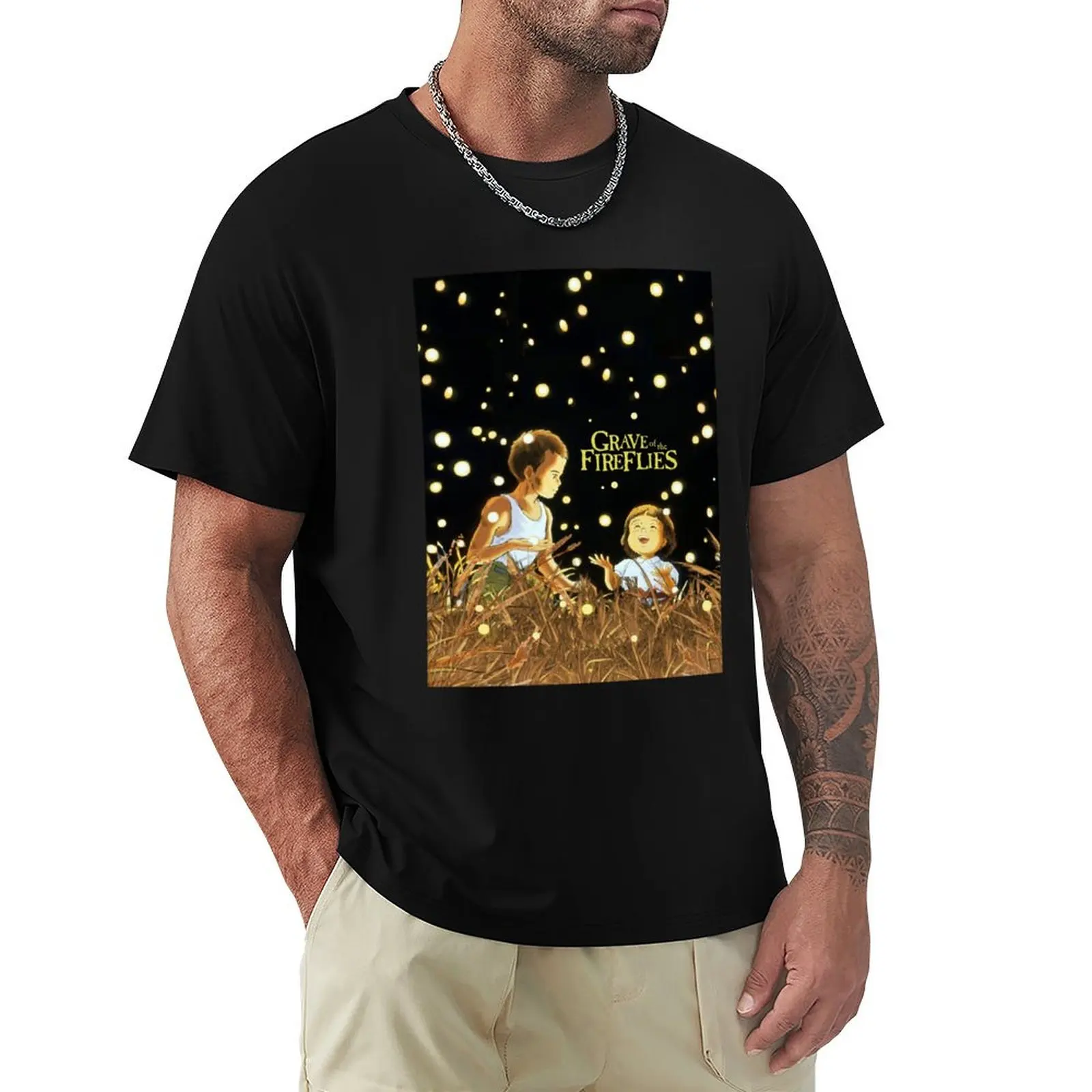 Grave of The Fireflies (Large) Graphic T-Shirt anime tshirt cute clothes black t shirts for men image 3