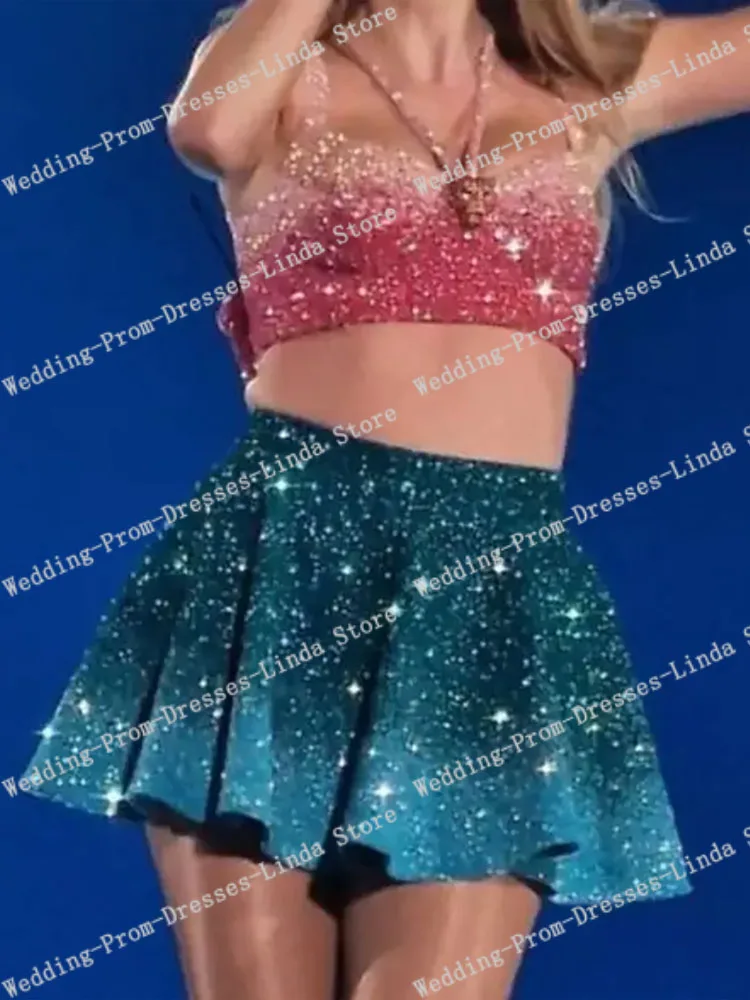 Nowe sukienki koktajlowe na suknie na bal maturalny urodzinowe pani powyżej kolana Graduación Elegantes Para Mujer Vestidos 2024 błyszczą cekinami