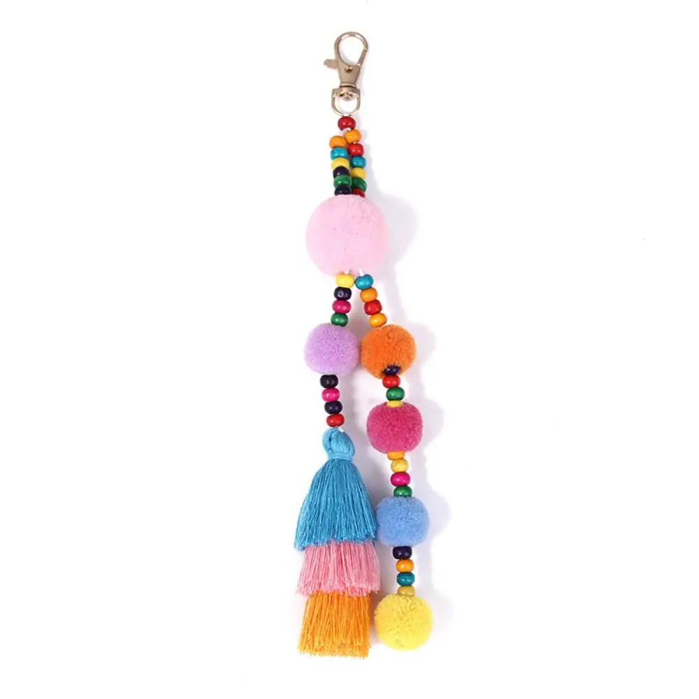 

Boho Style Boho Style Hair Ball Tassel Keychain Colorful Pom Pom Boho Style Keychain Gradient Colors Tassel Boho Style Keyring