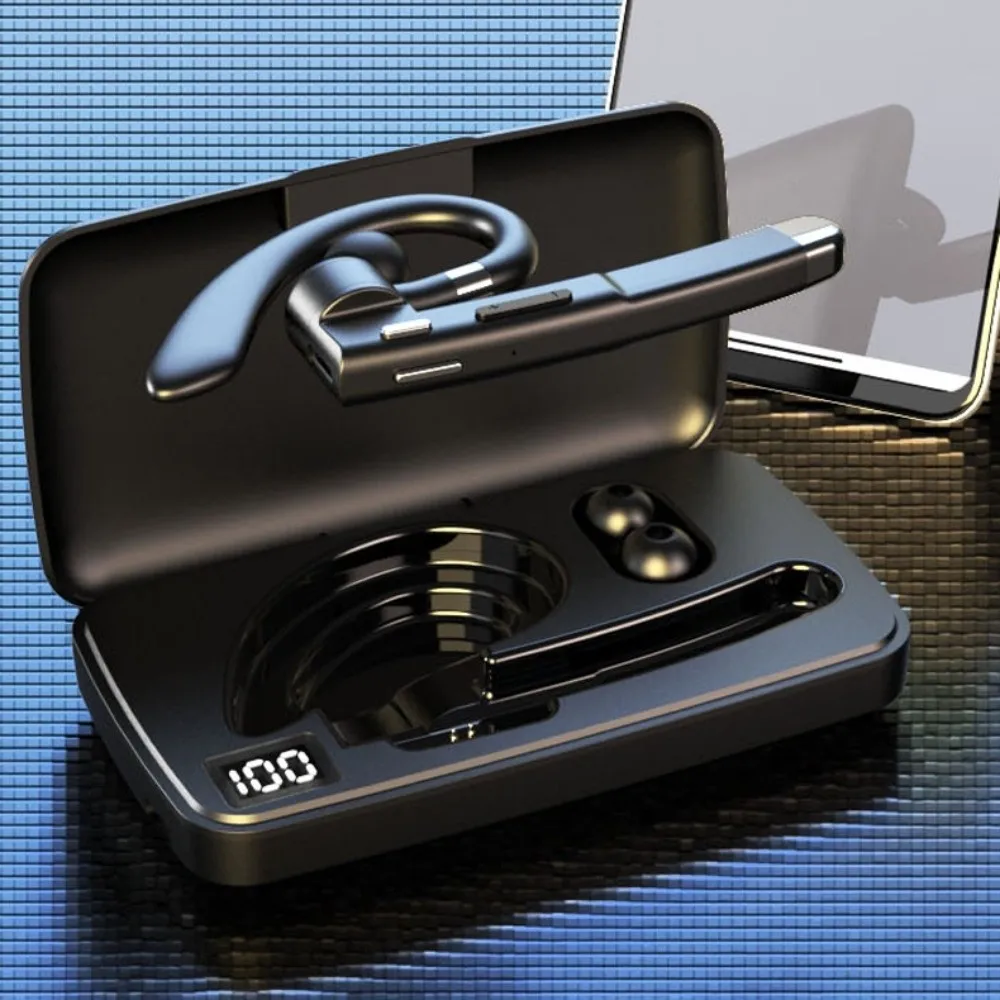 Rotatable Bluetooth Earphone Hanging Ear Screen Display Business Headset Noise Reduction Single Ear Wireless Headphones Sports