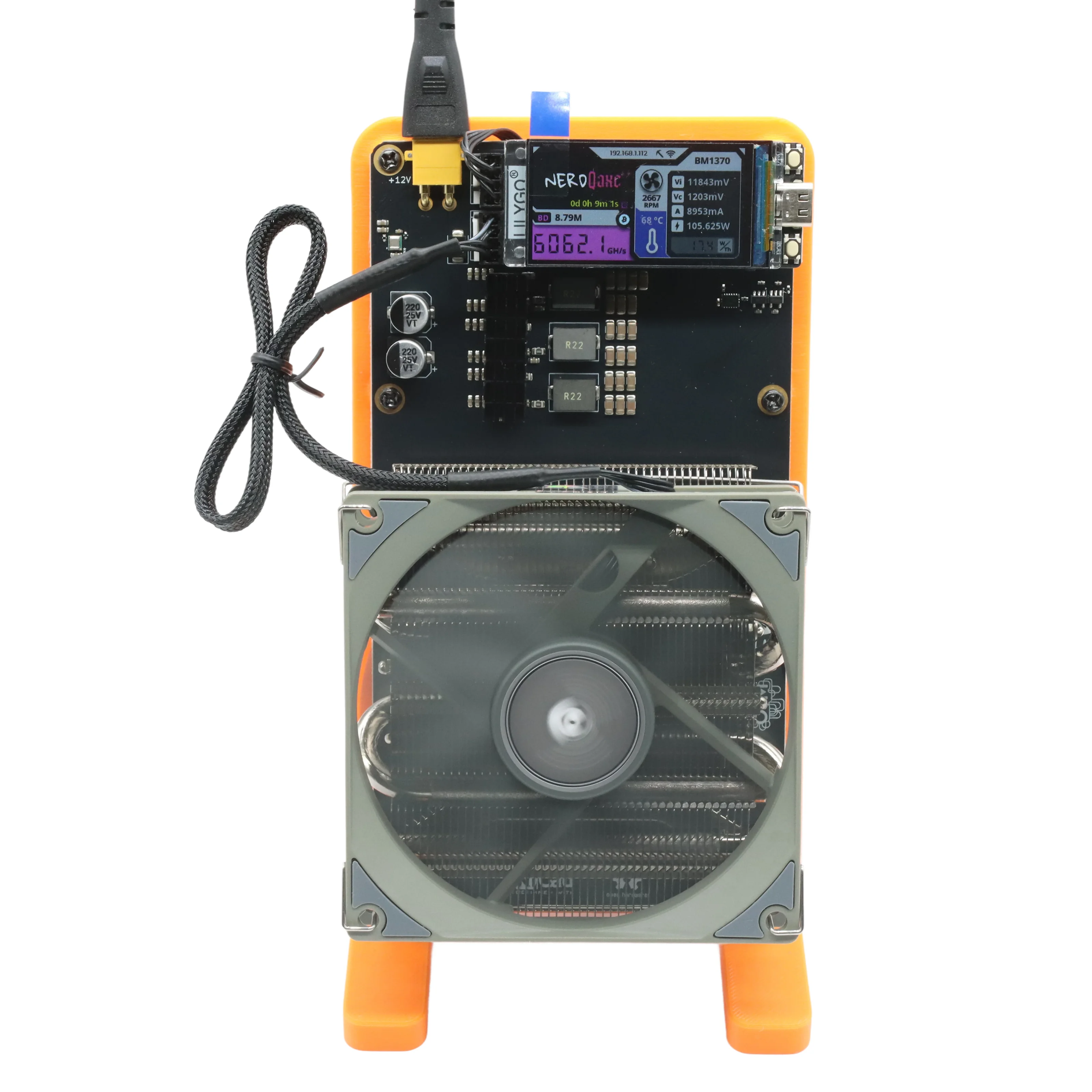 Bitcoin Miner NerdQaxe++ Rev6 Open Source 6Th/s 100W Double ventilateur de refroidissement maison BTC Miner