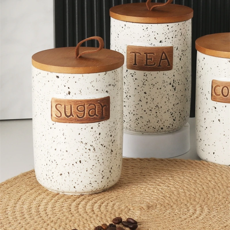 

For Coffee Lovers Christmas Gift Elegant Ceramic Airtight Coffee Bean Jar Food Grade Moisture Proof Canister Kitchen Countertop