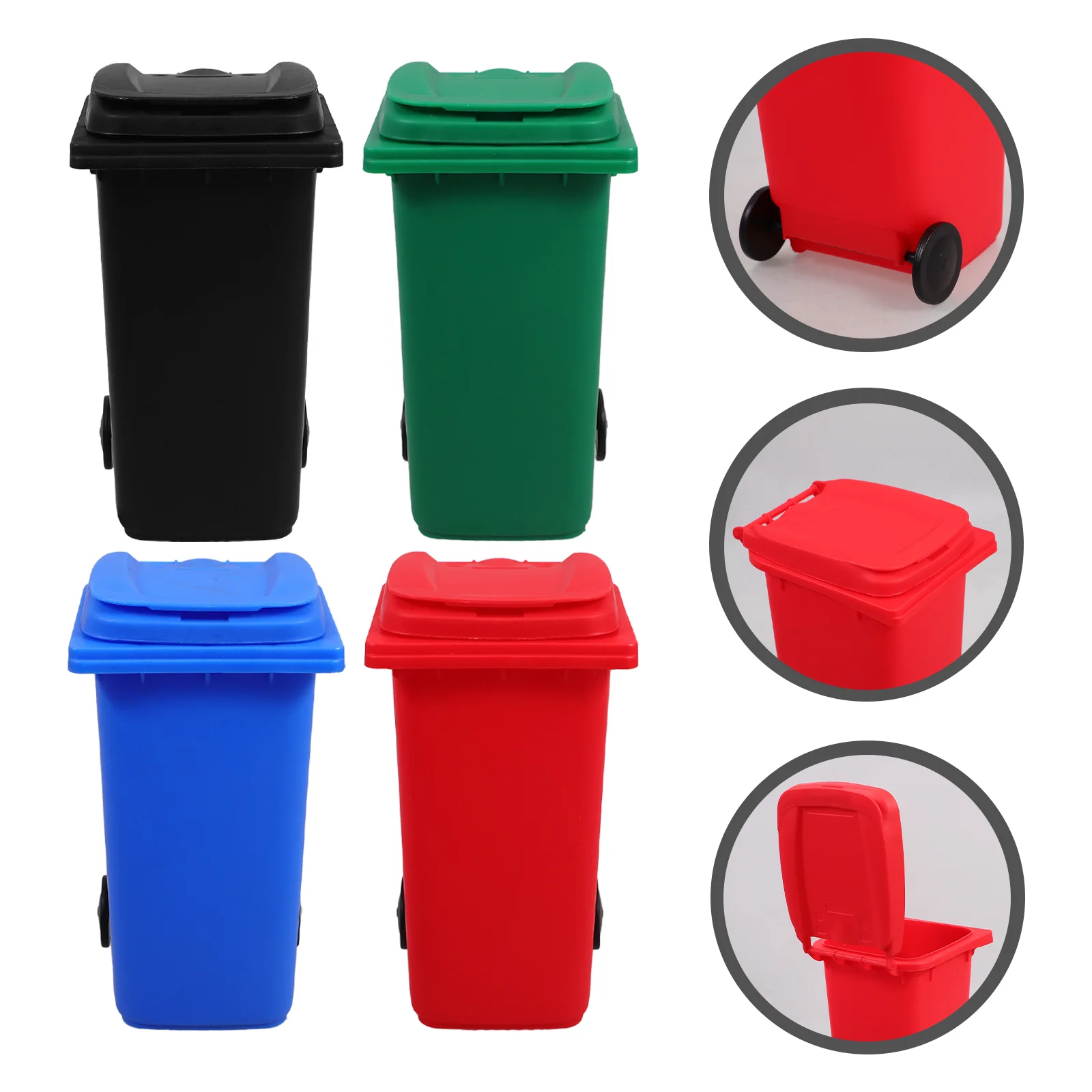 4 Pcs Pencils for Kids Trash Can Holder Crayon Boxes Plastic Mini Bin Desk Holders Garbage Toy Office