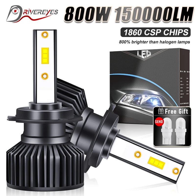 800W 150000LM H7 LED Car Lights H4 CANBUS H11 LED Lamp for Car Headlight Bulbs H1 H8 H9 9005 9006 HB3 HB4 Fog Light 6000K 4300K