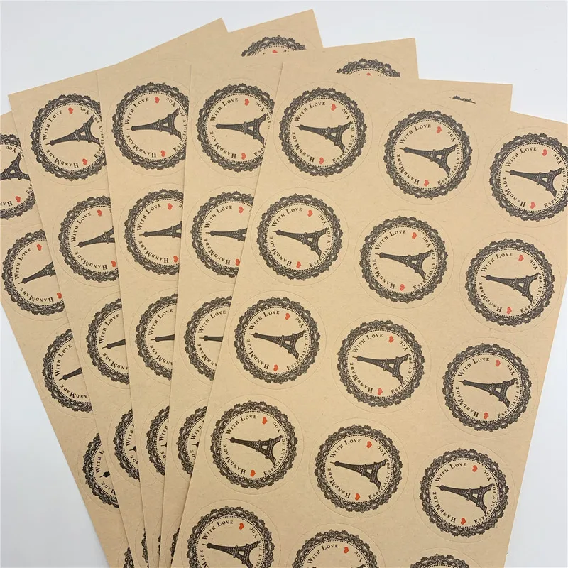 100pcs/lot tower design handmade with love Decorative Seal Sticker Label Gift Baking Sticker