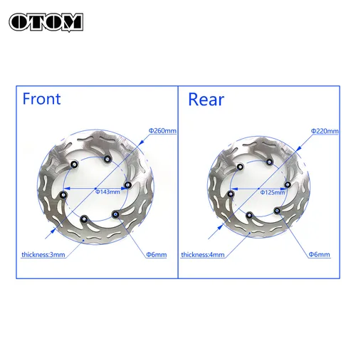 Imagen 2 del producto OTOM-rotores de disco de freno delantero y trasero para motocicleta, 260/220mm, para KTM HUSQVARNA GASGAS EXC SXF FE TE FC EX EC 125 250 300 350 450