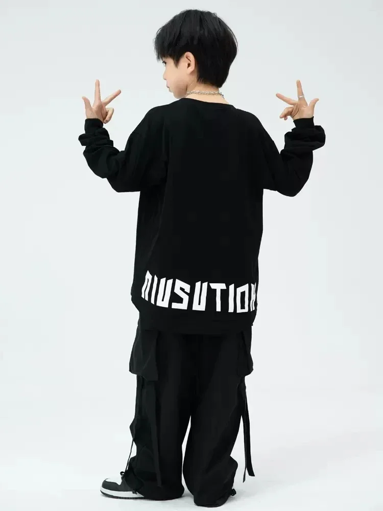 Hip hop streetwear meninas jazz dança traje camisa amarela solta calças de carga kpop outfit meninos dança rua prática wear ys4569