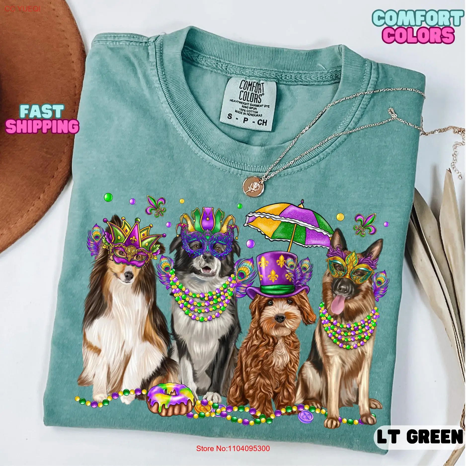 

Comfort Colors Mardi Gras dog shirt T Lover for Mom long or short sleeves