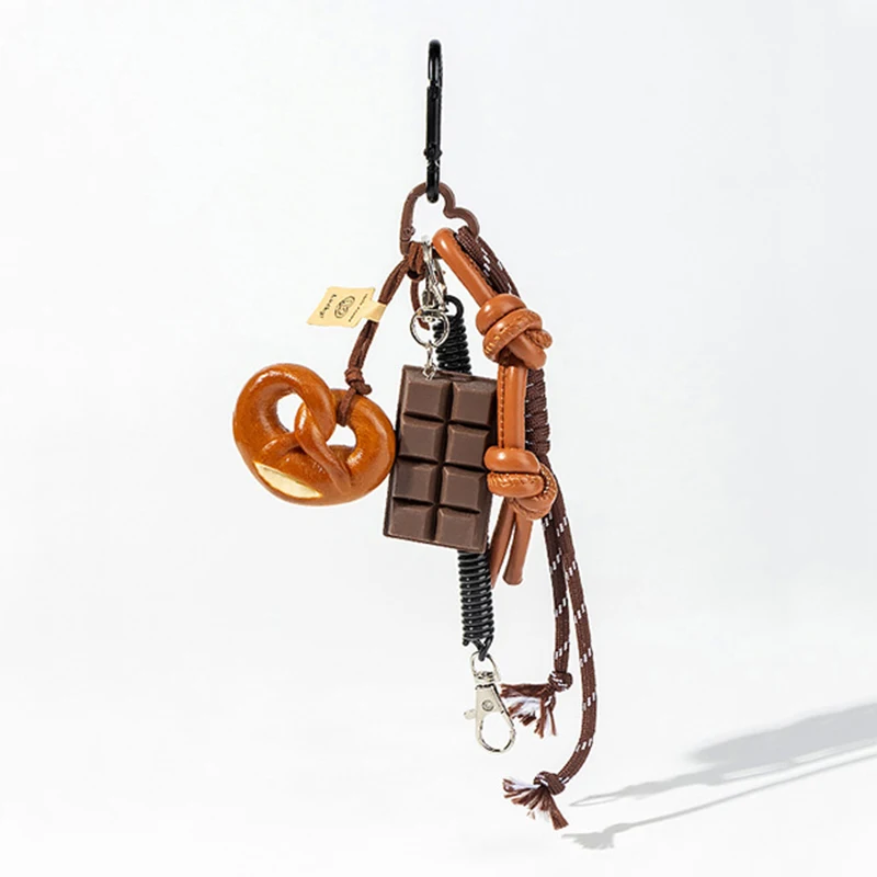 Braided Rope Bag Pendant High-grade Keychain Pendant Cute Alkaline Water Bread Ins Bag Pendant Chocolate Pendant