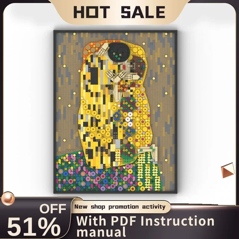 New 1954Pcs Famous Creator Art Painting Series Moc Kiss of Klimt Model Custom Puzzle Diy Creative Ideas Kid Toy Birthday Gifts