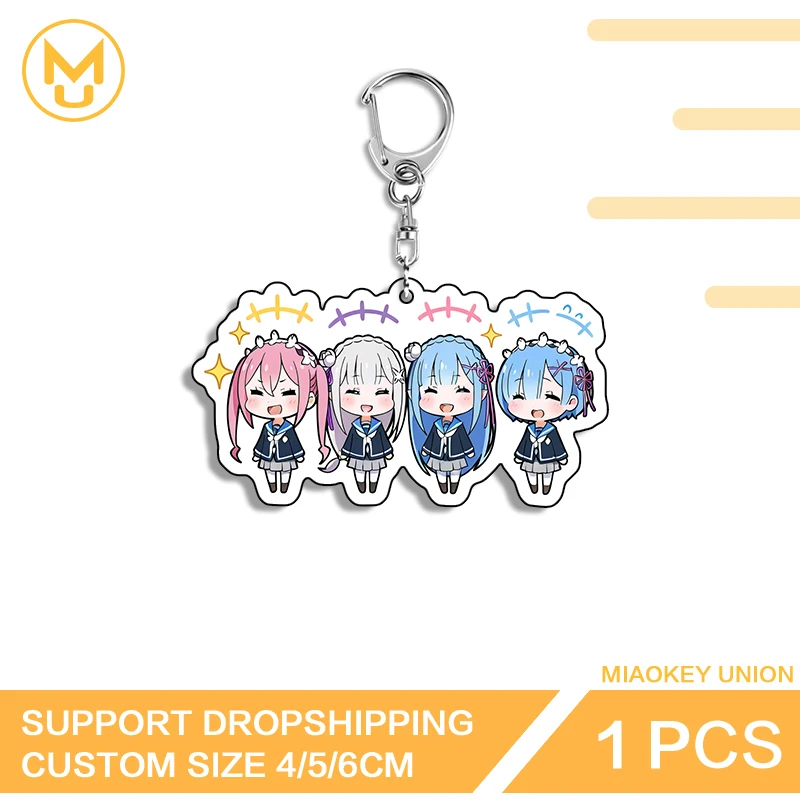 Emilia Ram Rem Chibi Muiltiple Loli Pretty Fashion Keyring Hot Selling Customizable Acrylic KeyRing For Friends Students Gifts