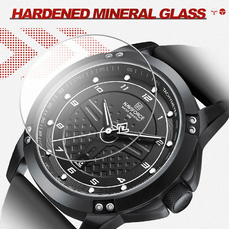 NAVIFORCE Brand New Luxury Waterproof Men Sports Watches Silicone Strap Fashion Luminous Quartz Wristwatches Relogio Masculino