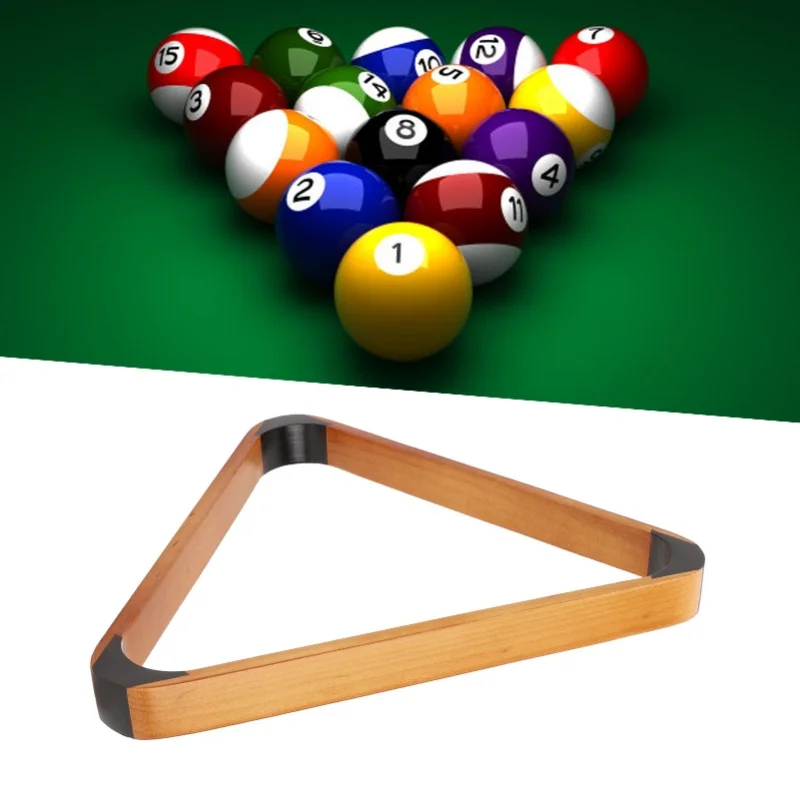 

Billiard Ball Triangle Rack Black Head 57.2MM Pine British American Fancy 9 Ball Pool Ball Rack Yellow