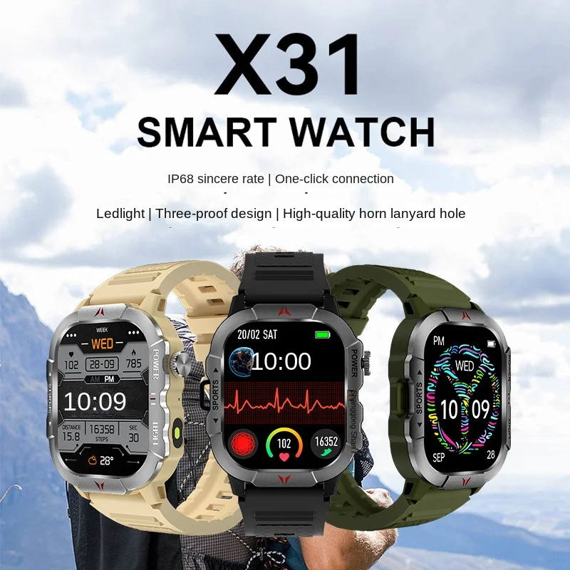 

Smart Watch X31 Heart Rate Monitor Blood Pressure Fitness bracelet Gift for IOS and Android LED LAMP waterproof IP68