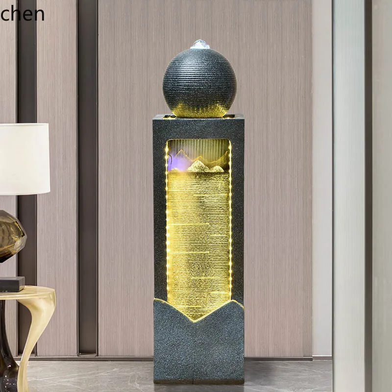 PYH Flowing Water Ornament Feng Ball Fountain Humidifier Decoration for Guest Villa Courtyard