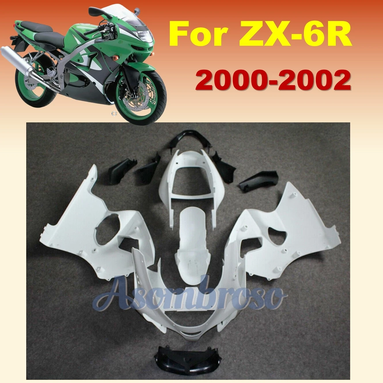 Unpainted Bodywork Fairing Kit Fit For Ninja ZX6R 00 01 02 ZX 6R ZX-R6 Bodywork Fairings Set Custom