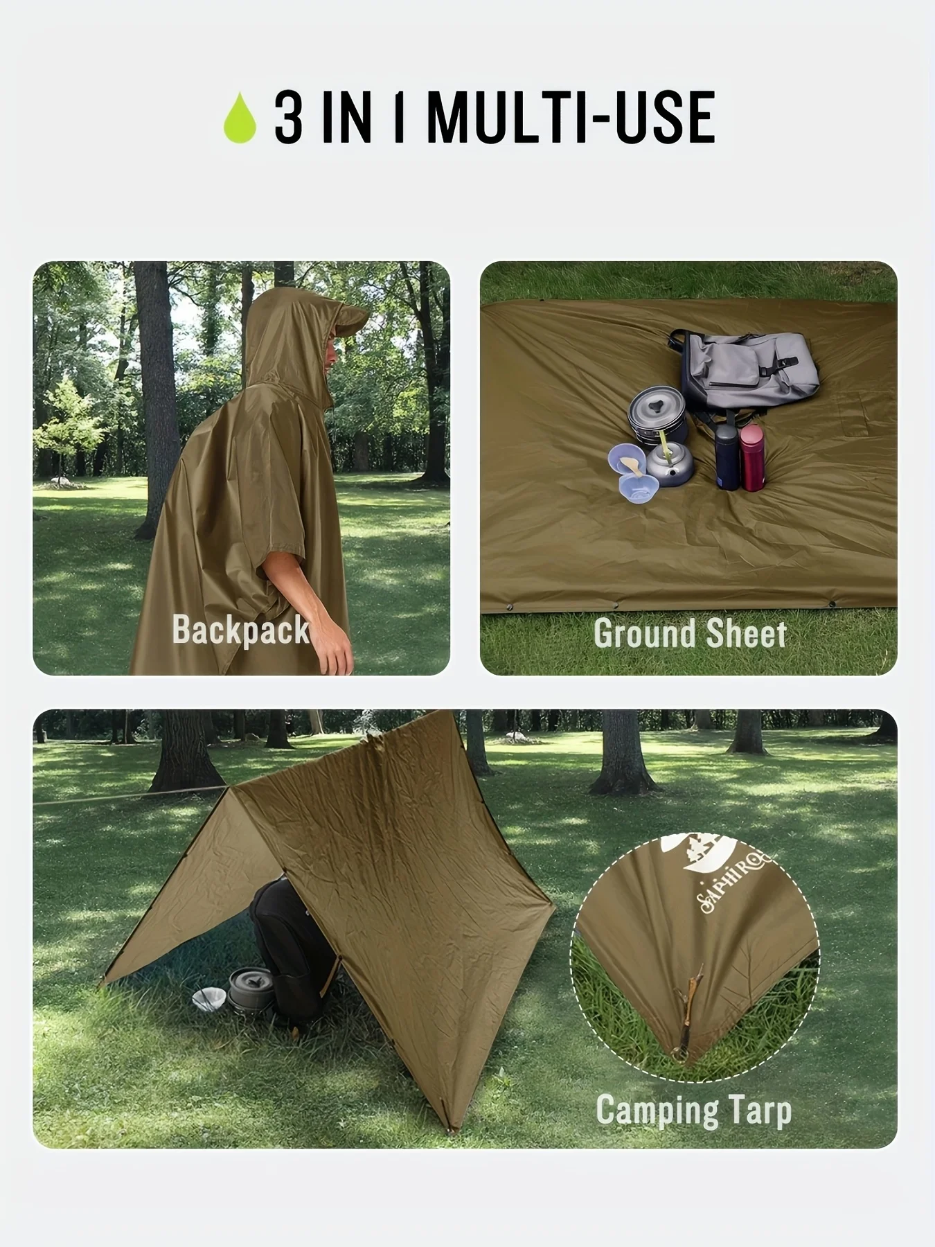 معطف مطر تكتيكي متعدد الوظائف  - مراجعة Camping Rain Poncho وسعره