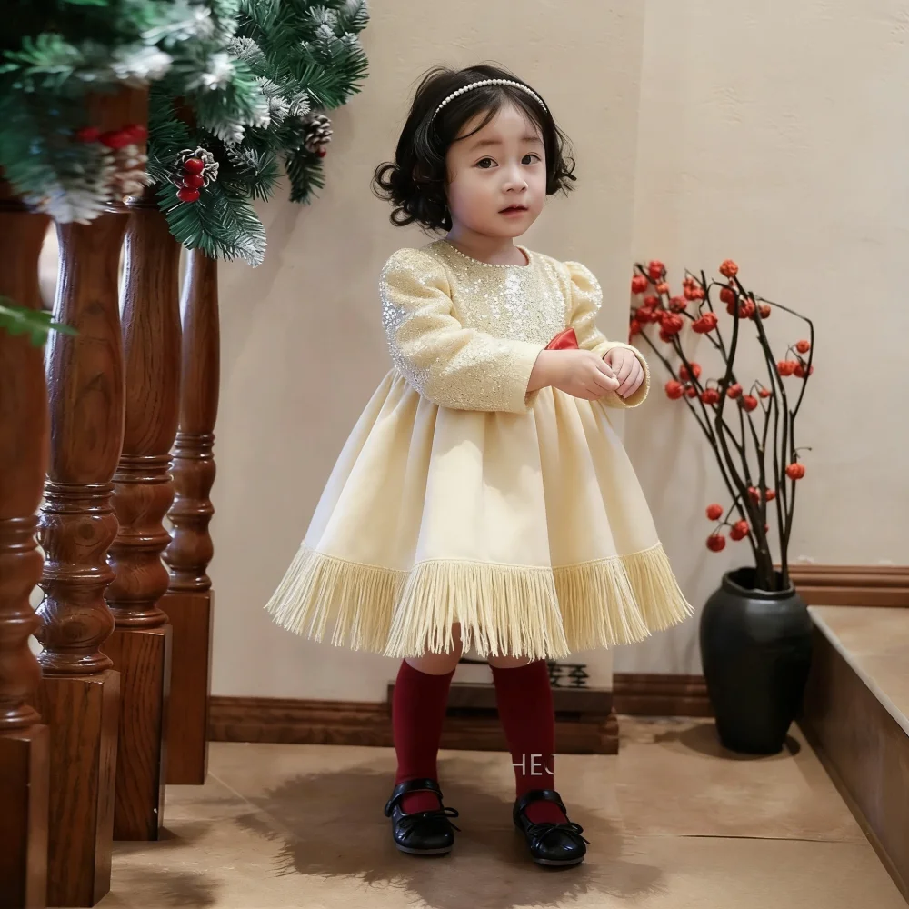

Red Children Girls Princess Gown Annual Celebration Formal Attire Pageant Outfit Host Performance Dress Party Baby Girl Birthday