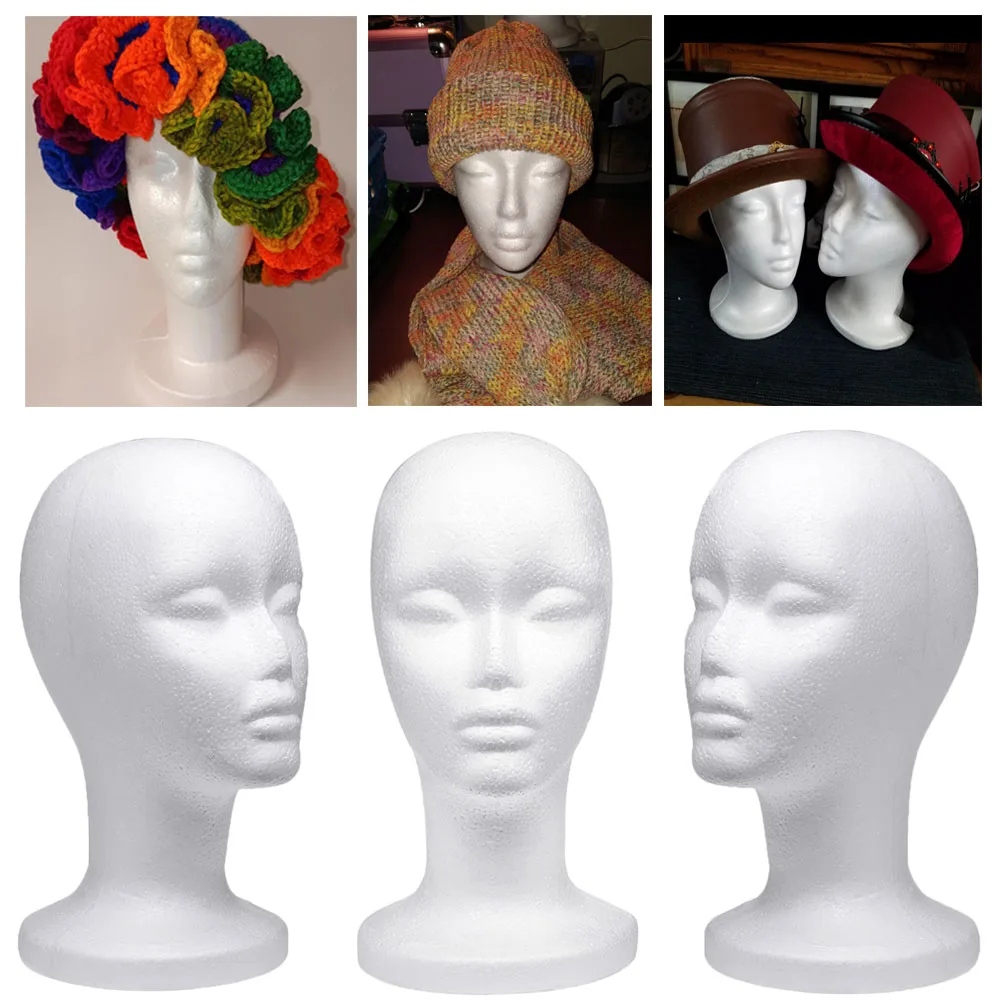 Foam Mannequin Head Display, peruca de isopor, Head Form para máscaras, chapéus, perucas, decoração de Halloween, 1Pc