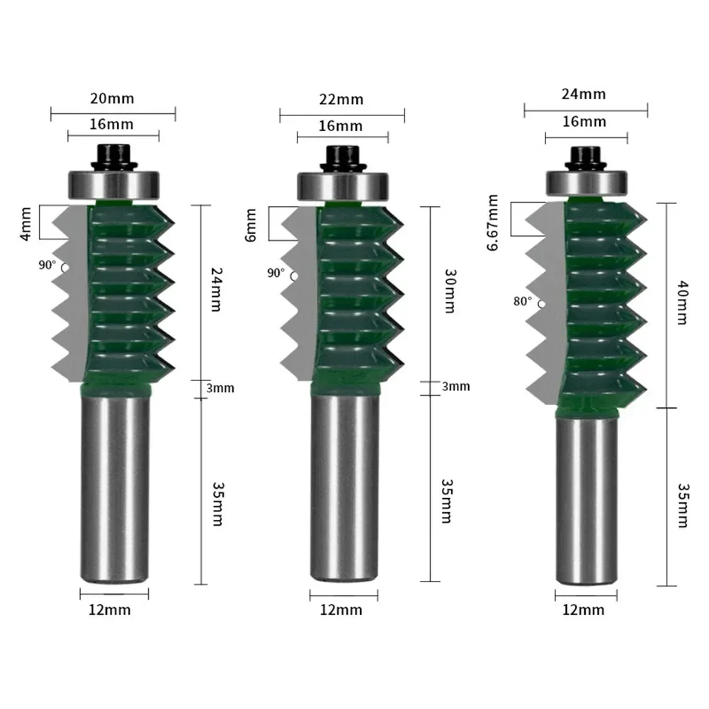 1pc 12mm Shank Multiple Teeth Router Bit Milling Cutter Raised Panel V Joint Router Bit For Wood Tenon Woodworking Tool