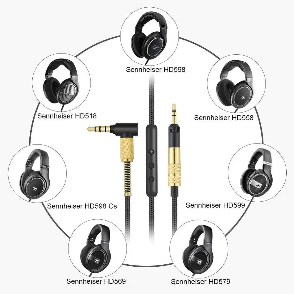 Replacement Cable Extension Cord for Sennheiser HD 400 Pro 560 S 518 558 569 579 599 598 CS Se 2.20S 2.30 2.30i 2.30G Headphones