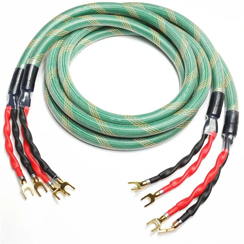

McIntosh 4-core 2 to 4 double wire single silver plated high fidelity audio speaker cable, pure copper banana Y-shaped plug