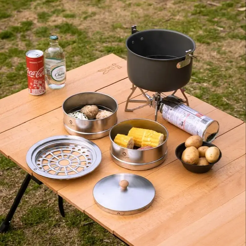Campingmoon S363 Dampfgarer-Kochset, 15 cm, doppellagiges Dampfgarer-Basisabdeckungsset, Kochzubehör – Detail 2
