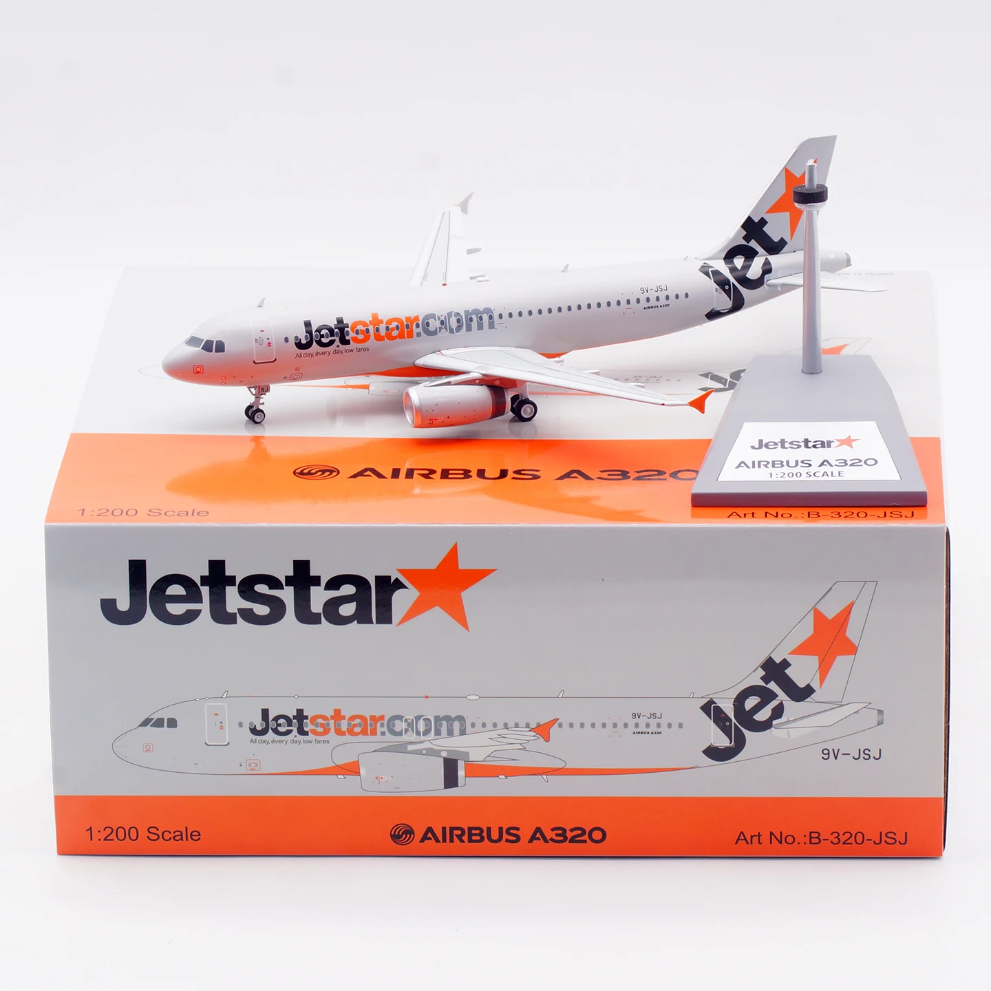 

B-320-JSJ Alloy Collectible Plane Gift B-Models 1:200 Jetstar Asia Airways Airbus A320 Diecast Aircraft Jet Model Reg: 9V-JSJ