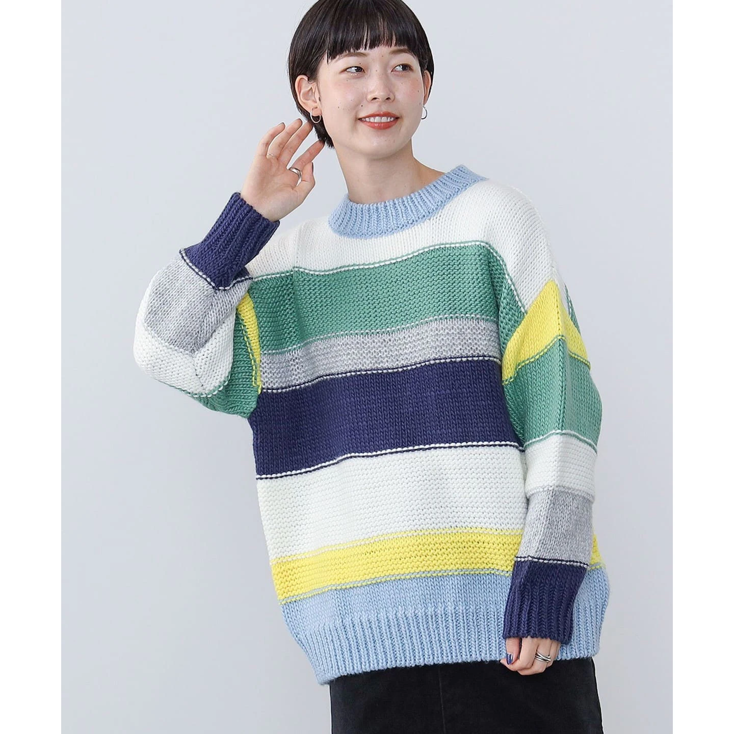 Warme gebreide trui Losvallende kleur Streep Volledige staat Winter Faion Dames Camere Sle Acryl Polyester Nylonmix