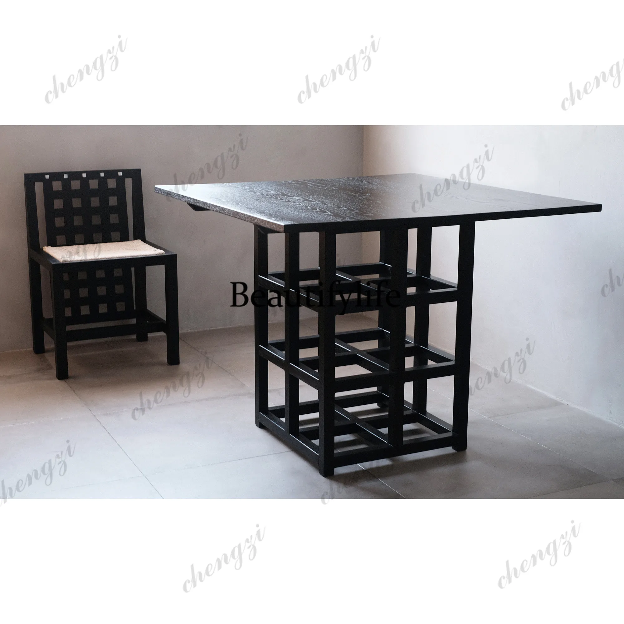 

The living room is simple and modern, solid wood table, medieval practical square table, home dining table