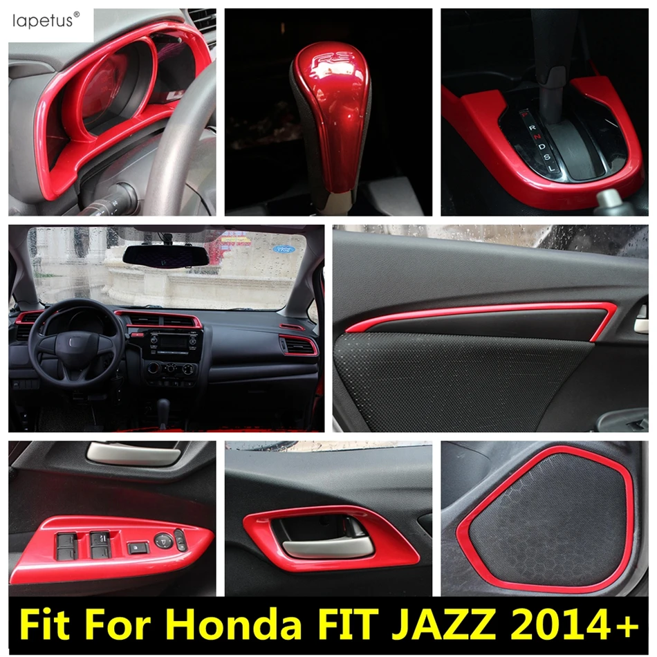 

Door Armrest Strip / Speaker / Window Lift / Gear Shift Panel Cover Trim For Honda FIT JAZZ 2014 -2020 Red Accessories Interior