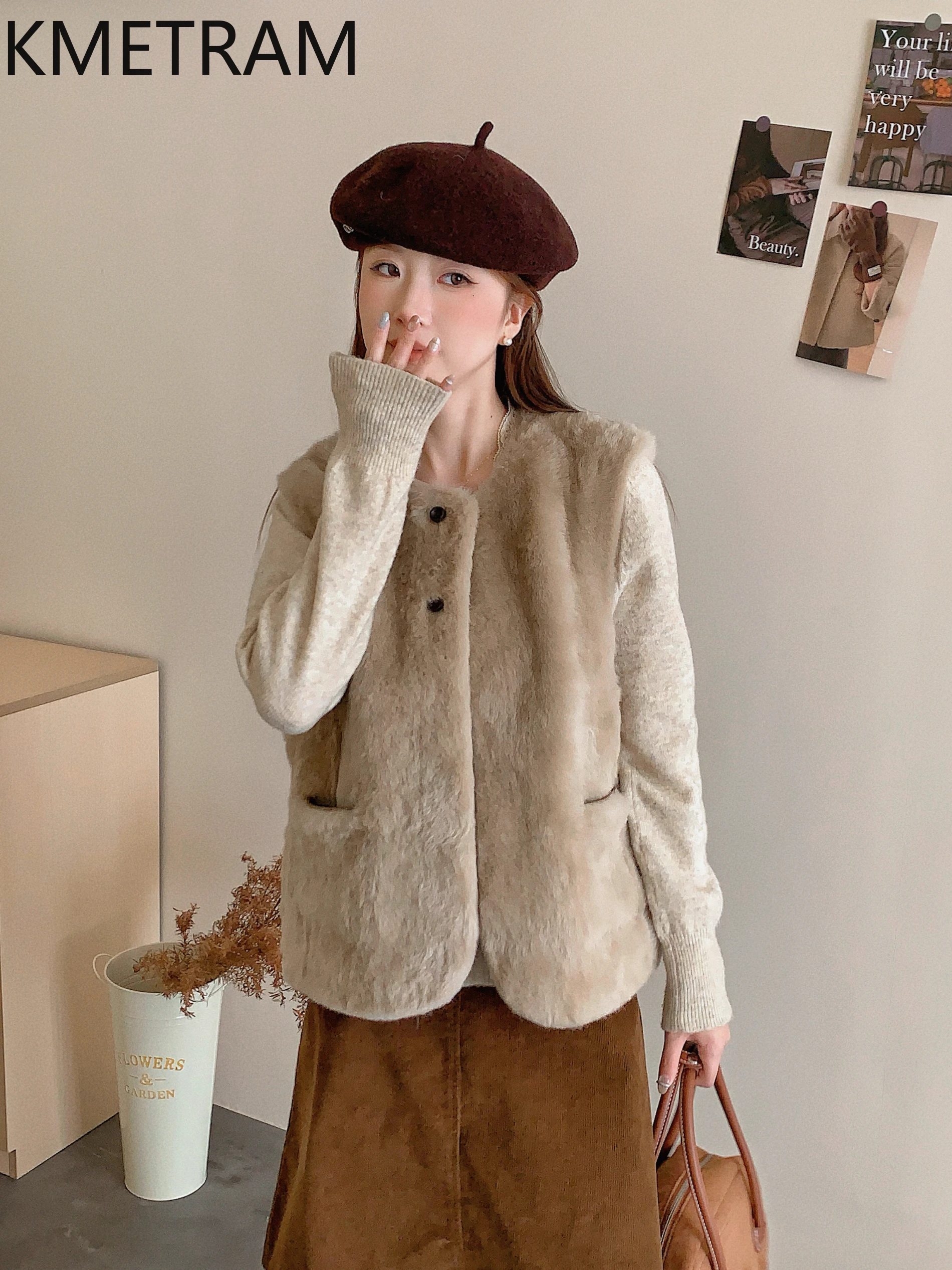 Kmram 100% lã de pele de carneiro natural dupla face jaqueta mulher camelo profundo casaco de pele real roupas de inverno 2025 ropa mujer