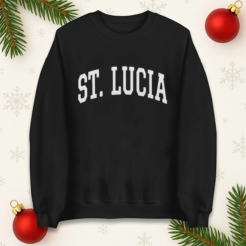 

St. Lucia Sweatshirt Collegiate Crewneck Sweater Christian Jumper Christ Hoodie St. Lucia Men's Sweatshirt Women's Hoodie