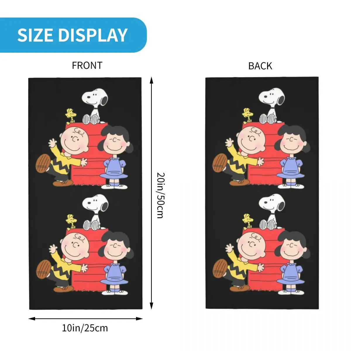 Custom Cute Snoopys Neck Gaiter Men Women Windproof Winter Cartoon Bandana Scarf for Hiking