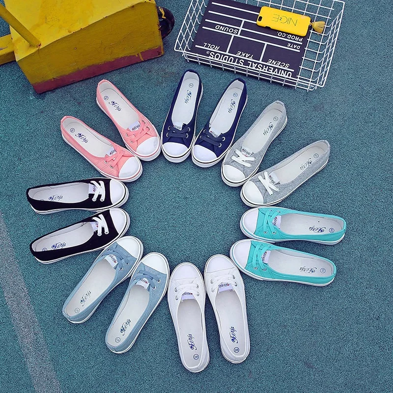 New Fashion Sneakers Women Canvas Shoes Student Casual Loafers Woman Flats Ladies Lace-up Female Vulcanize Shoes Quality