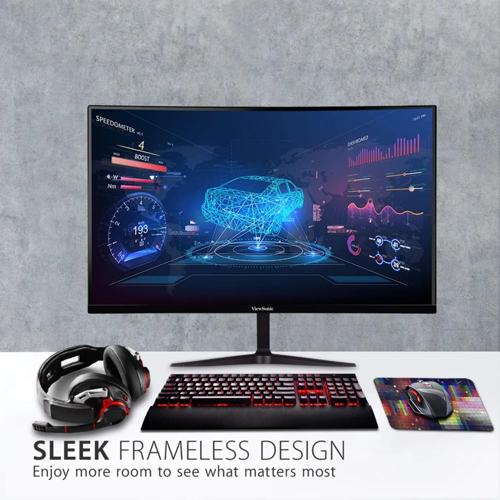 จอมอนิเตอร์สำหรับเล่นเกม VX3218-PC-MHD 32นิ้วโค้ง1080P 1ms 165Hz พร้อมด้วย FreeSync Premium, ถนอมสายตา, HDMI และ Display PORT