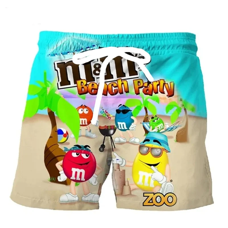Divertidos pantalones cortos de playa de frijol de chocolate, traje de baño con tablero impreso en 3D para hombre, deportes de secado rápido de verano