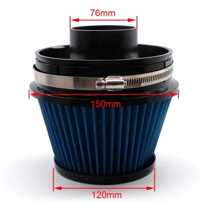 

1pcs Car Universal Racing Air Filter 76MM Car High Flow Turbo Air Intake Filter Auto Intake Induction Turbo Kit 3" inch