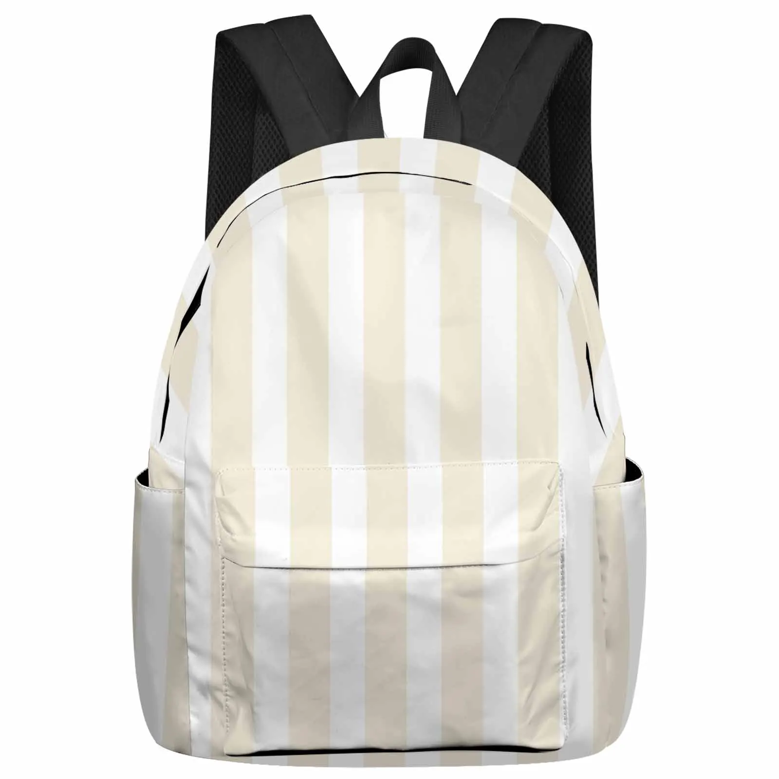 

Striped Cream Color Backpacks Teenagers Student School Bags Laptop Custom Backpack Men Women Travel