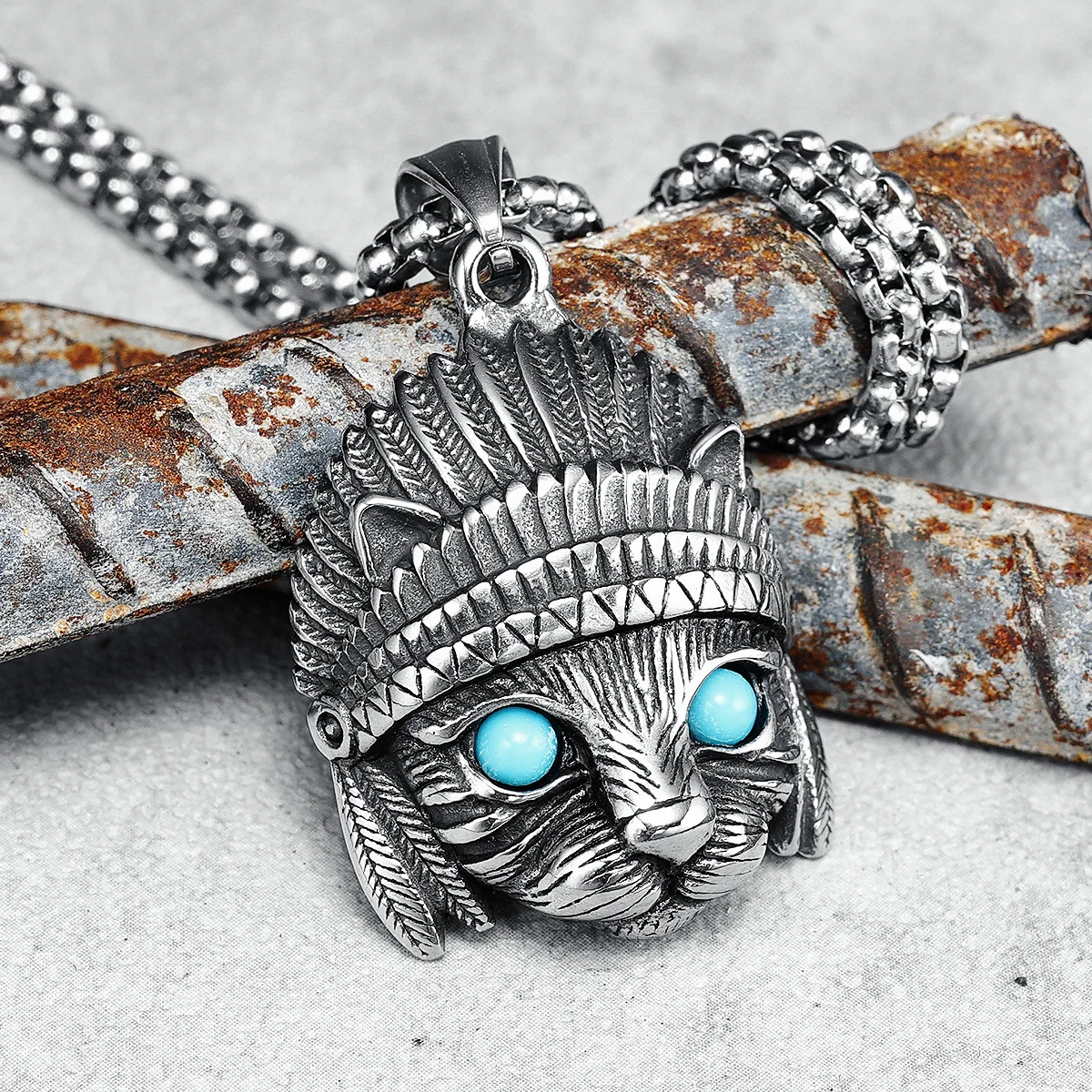 Chief Cat Necklace 316L Stainless Steel Mystic Gem Eye Pendant Unisex Chains Rock Punk for Friend Jewelry Best Gift Dropshipping