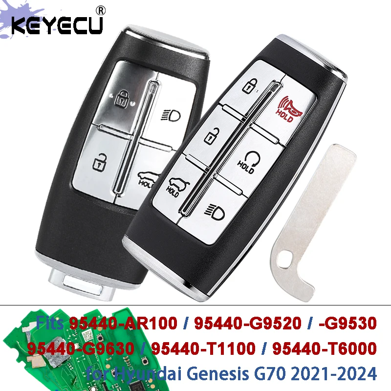 

KEYECU 433MHz ID47 95440-AR100 95440-G9520 /G9530 /G9630 /T1100 /T6000 Keyless-Go Remote Key Fob Hyundai Genesis G70 2021-2024